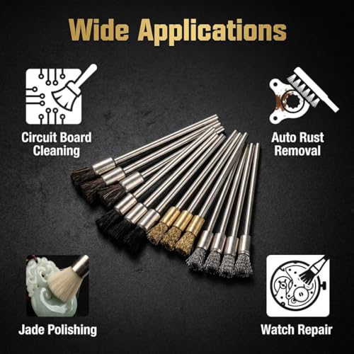 Image of 20 Pcs Extended End Brush Set, 100mm Extra Long 1 /8'' Shank Pen Shape Rust Paint Removal Bits Wire Brush for Rotary Tools