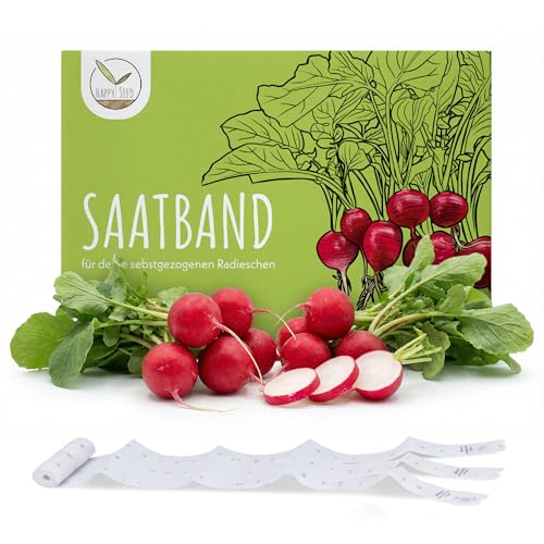 5m Saatband Radieschen Samen (Radies Riesenbutter Vitessa) - Saftig rote Radieschen ideal für die Anzucht im Garten Balkonkasten & Gemüsebeet