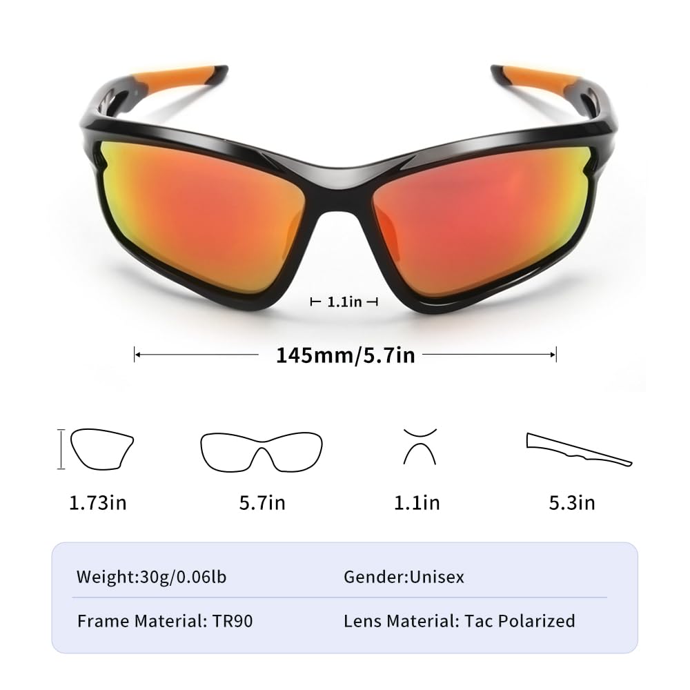 CEZLTONSH Polarized Sports Sunglasses Running Cycling Fishing Sun Glasses for Men Women With UV400 Protection TR90