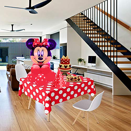 Clearly Elegant Red Polka Dot Picnic Party Plastic Tablecloth Roll, Disposable Table Cloth Roll With Self Cutter Box, Valentines, Baby Shower, Mickey Theme, Birthday (1 Red Polka Dot) #TOP3