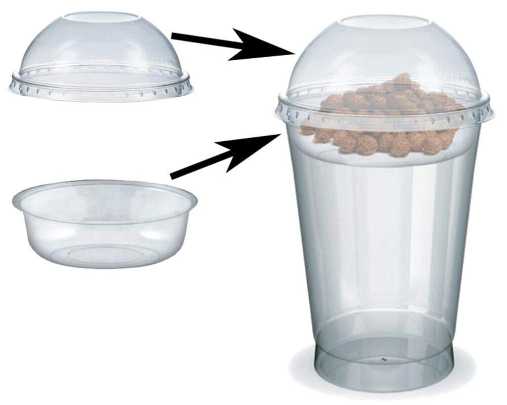 100 Feinkostbecher für Salat Müsli Joghurt mit Einsatz + Deckel 400 ml