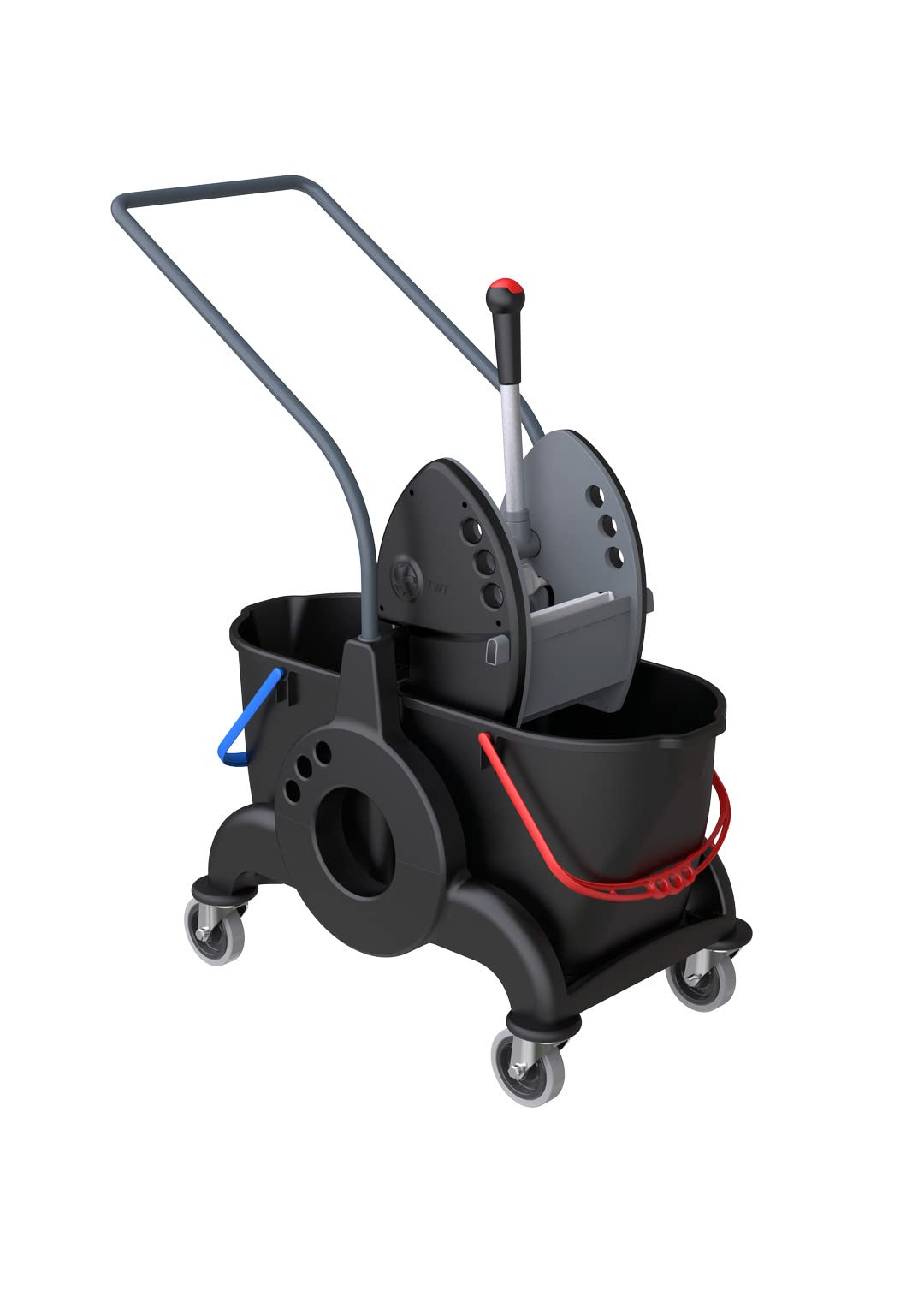 Maya S0200101ECN - Carro Comercial con Cubo Industrial para Fregona con Escurridor de Presión Modelo Giotto ML Reuse - Capacidad 50L (2 Senos de 25L)