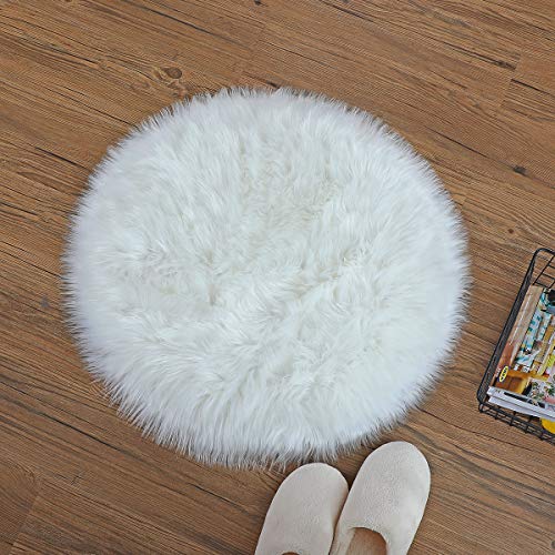 SXYHKJ Oveja de Piel sintética Felpudo Alfombra Antideslizante Lujosa Suave Lana Artificial Alfombra para salón Dormitorio baño sofá Silla cojín (Blanco, 60x60cm)