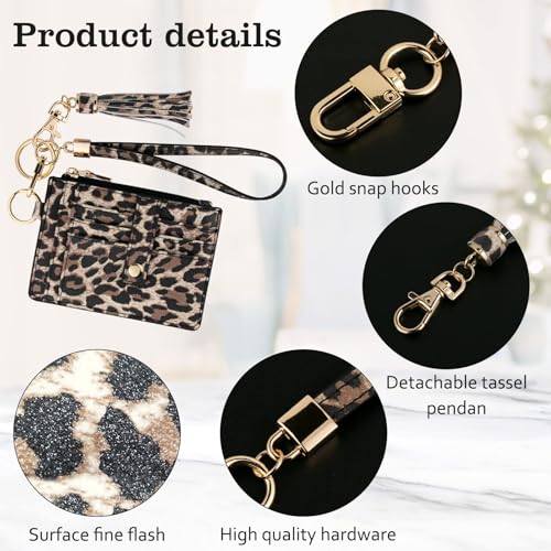 Image of KNGITRYI Small Wristlet Wallets for Women RFID Credit Card Holder Wallet Keychain Wristlet Wallet Credit Card Wallets for Women (Leopard)