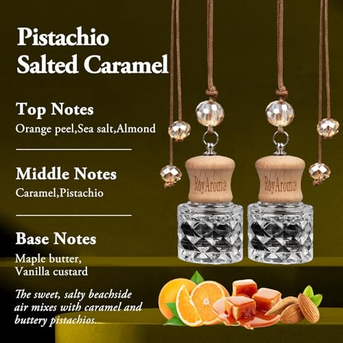 Image of RoyAroma 2 Sets Car Air Freshener Diffuser for Essential Oils (Extra Large, Pistachio Salted Caramel)