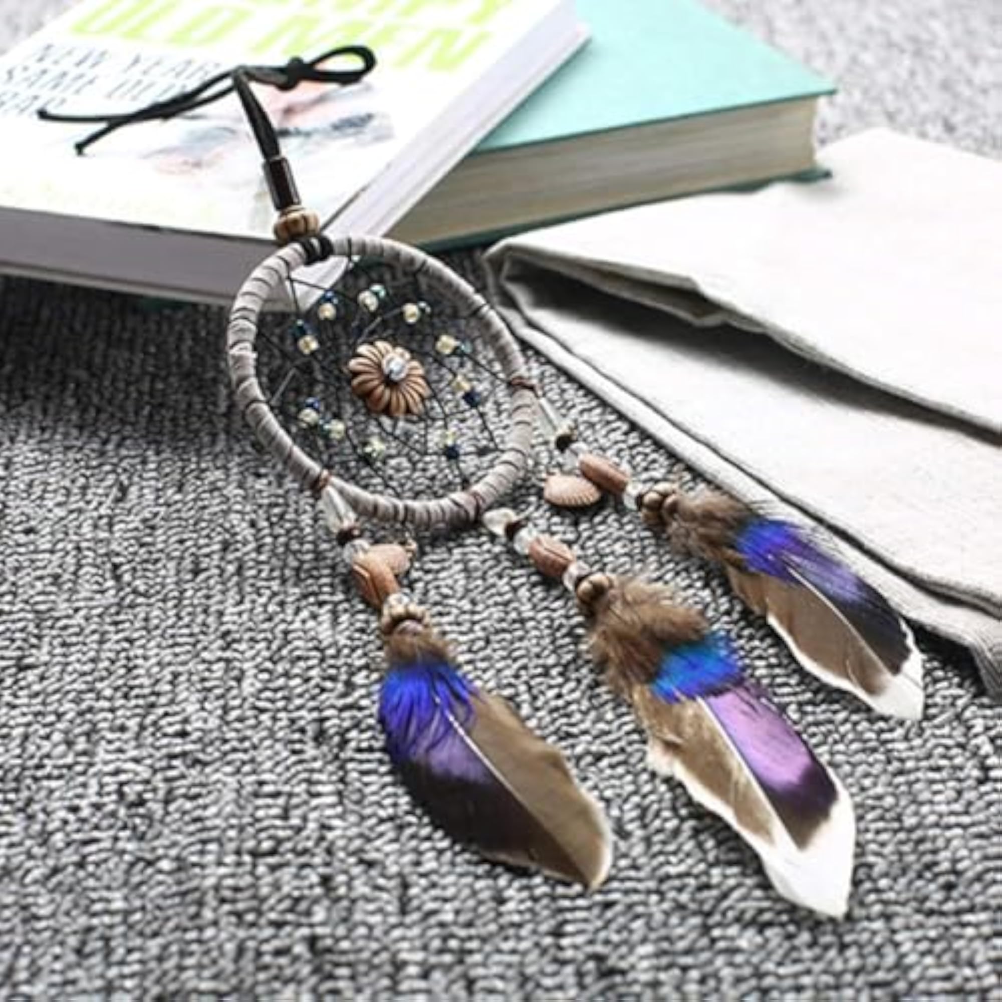 Handmade Elegant Feather Beads Dream Catcher Hanging Ornament