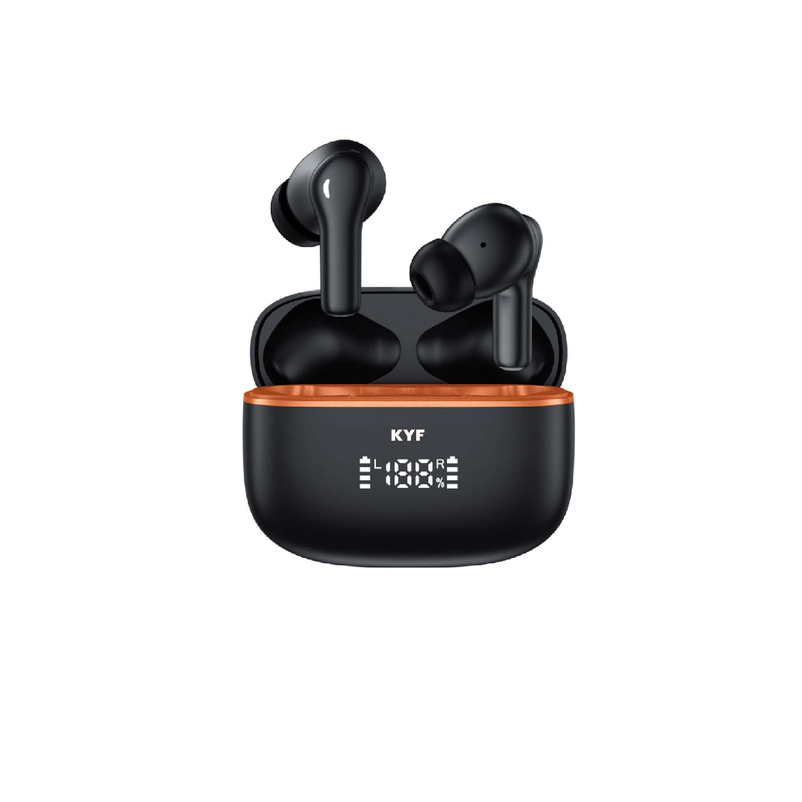 KYF Écouteurs sans Fil Bluetooth 5.4 – ANC Réduction de Bruit Active -45dB, Appels Clairs ENC -40dB, IPX4 Étanche, Son HiFi, Autonomie Longue, Contrôle Tactile – Compatibles iOS/Android