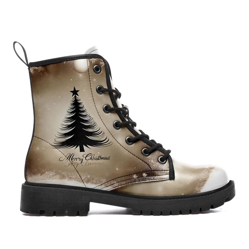 Christmas Unisex Combat Boots Lightweight Non-Slip Ankle Booties Holiday Santa Winter Footwear for Men, Women,Big Kids2