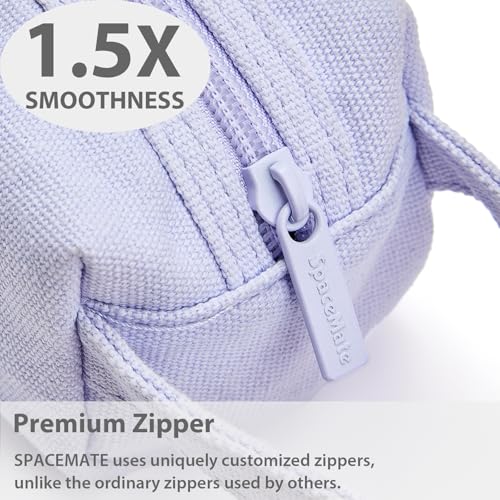 Image of SPACEMATE Pencil Case Pouch Box Bag School Supplies Girls Boys Kids, Cute Preppy Stuff Large Big Capacity Aesthetic Canvas Pen Organizer, Back to College Stationary, Purple, Simple Style, 1200ml