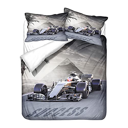 Juego de Cama 3D Coche Carreras F1 Paisaje Patrón Impresión Colorida Funda Nórdica Y Funda Almohada, Funda Nórdica Niña Chico (Flor 7, 180 x 220 cm-Cama 105 cm)
