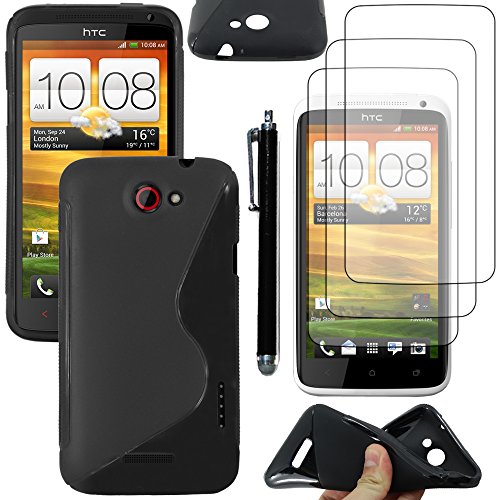 ebestStar - Coque Compatible avec HTC One X Etui Housse Silicone Gel TPU Souple Motif S-Line + Stylet + 3 Films d'écran, Noir [Appareil: 134.4 x 69.9 x 8.9mm,...