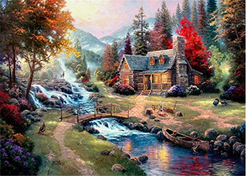 PURAIKCMI 5D Diamond Painting Scenery Kinkade 16X20 inches Full Round Drill Rhinestone Embroidery for Wall Decoration