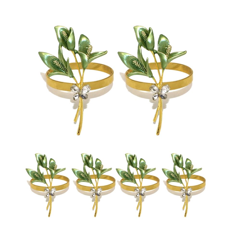 CTRLZS 6PCS Gold Lily Napkin Rings Metal Napkin Ring Holders for Wedding Party Holiday Banquet Christmas Dinner,C