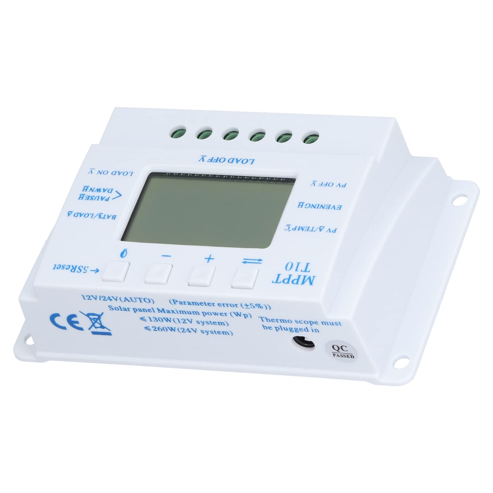 FTVOGUE 10A Solar Panel Regulator, Dual Timer LCD Auto 12/24V