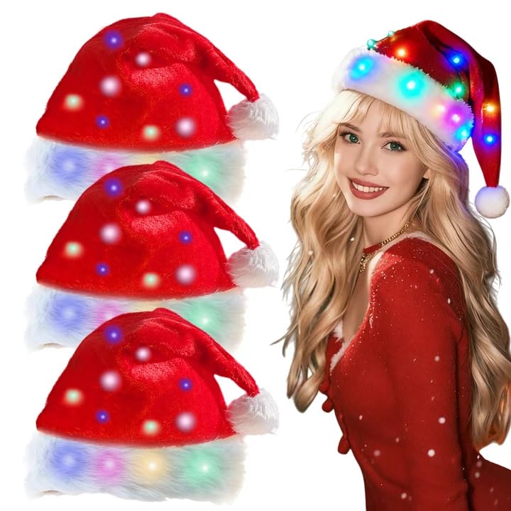 SUNOYA 3 Stück Weihnachtsmütze, Nikolausmütze, 35 * 45cm...