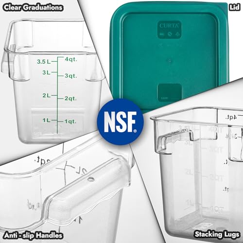 Curta 4-G Pack Food Storage Container With Green Lid - Nsf Commercial Grade In 4.0 Qt thumb #6