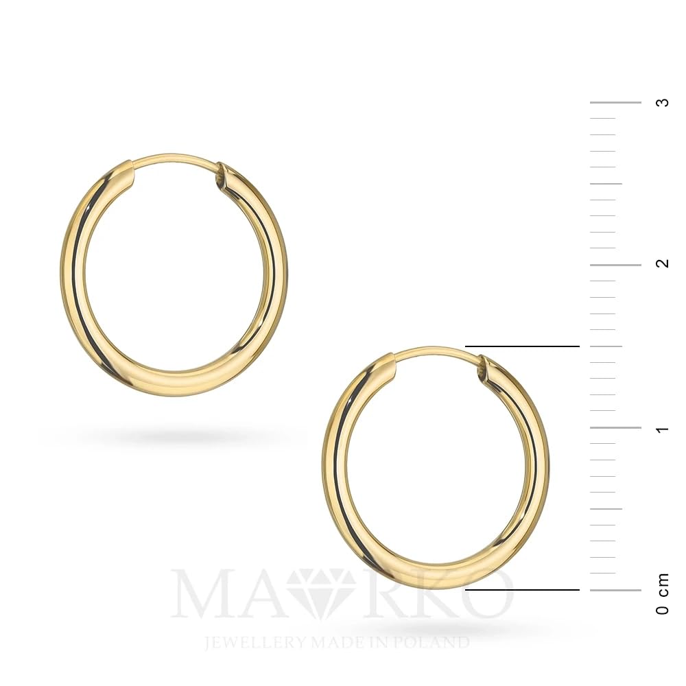 MARKO Orecchini a cerchio da donna in vero oro 14 carati (585), eleganti orecchini in oro giallo | gioielli senza tempo per le donne – perfetti per tutti i giorni e per Natale