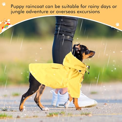 Puppy-Raincoats-with-Buttons-Adjustable-Drawstring-and-Storage-Pocket-RainproofWaterproof-Fashionable-Premium-Dog-Rain-Jacket-for-Small-Medium-Dogs-Yellow-XS - Cucciolini Doodles   Puppy-Raincoats-with-Buttons-Adjustable-Drawstring-and-Storage-Pocket-RainproofWaterproof-Fashionable-Premium-Dog-Rain-Jacket-for-Small-Medium-Dogs-Yellow-XS
