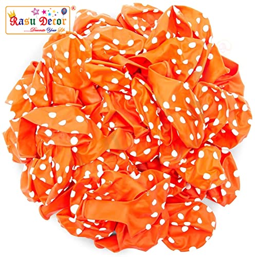 Image of RasuDecor 20 Pieces 12 inch Polka Dot Latex Balloon Orange and White Dot Colorful Balloons, 12 Inch Latex Polka Dots Balloons for Kids Women Men Birthday Easter Engagement Wedding, Halloween Party Supplies Decor #RasuImpex (20Pcs 12 inchPolkaDotOrangeWhite)