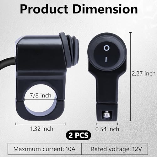 Image of Motorcycle Handlebar Switch 12V, Waterproof Motorcycle Light Toggle Switch
