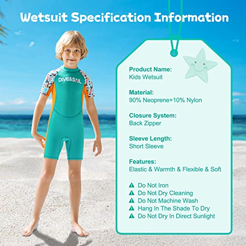 ANVIGO Shorty Children's Thermal Neoprene Diving Suit 2.5 mm Neoprene Wetsuit for Water Sports Surfing Swimming Diving Snorkeling Jet Ski (S, Green) - Image 4