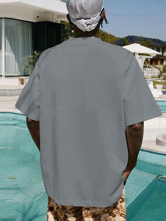Image of CHKOKKO Mens Polyester Stylish Oversized T Shirt for Daily & Casual Wear Printed Design with Drop Shoulder & Half Sleeves