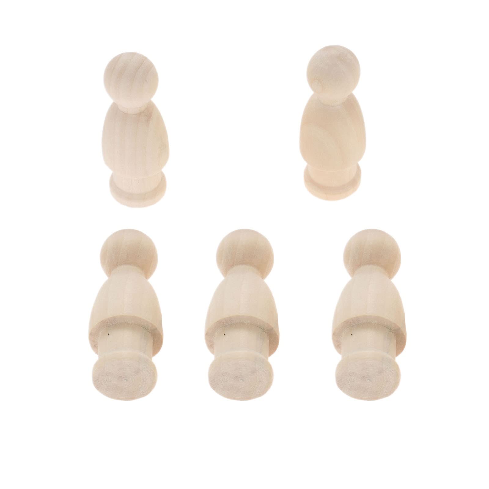 Poupée de piquet de bois inachevé 5pcs ornement décoratif à customiser soi-même