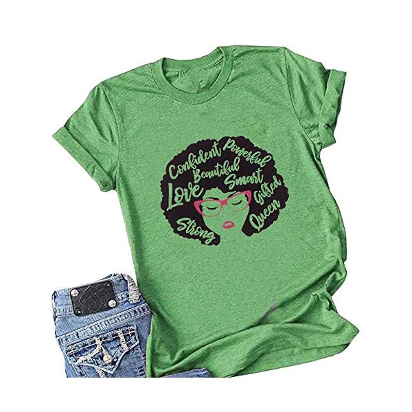 TTwenties-Womens-Melanin-Shirts-Funny-Afro-Queen-T-Shirt-Short-Sleeve-Melanin-Afro-Queen-Tees T&Twenties Women's Afro T-Shirt Casual Melanin Queen Shirts Loose Funny Black Queen Tops