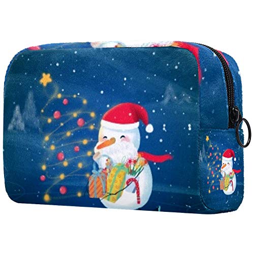 Preisvergleich Produktbild Personalisierbare Make-up-Pinseltasche, tragbare Kulturtasche für Frauen, Handtasche, Kosmetik, Reise-Organizer, Schneemann spielen Musik