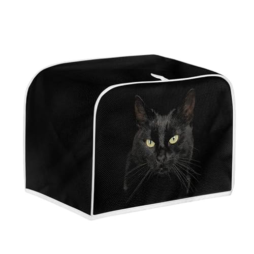Kuiaobaty Black Cat Print Toaster Cover for 2 Slice, 3D Animal Dust Proof Case for Bread Maker Kitchen Appliance Cover with Hook