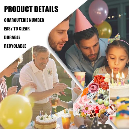Image of 12 inch Fillable Number Paper Mache Cardboard Cutouts Sweet Charcuterie Board Tray (White, 4 Shape)