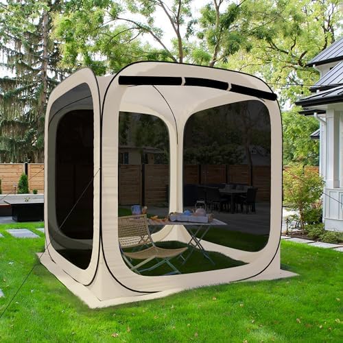 HOOYEAH Pop-up Tent Screenhouse, Portable Screened Tent Camping Canopy Foldable Instant Screen Room Outdoor Gazebo with Mosquito Net for Patio, Backyard, Garden and Outdoor Activities, 6x6