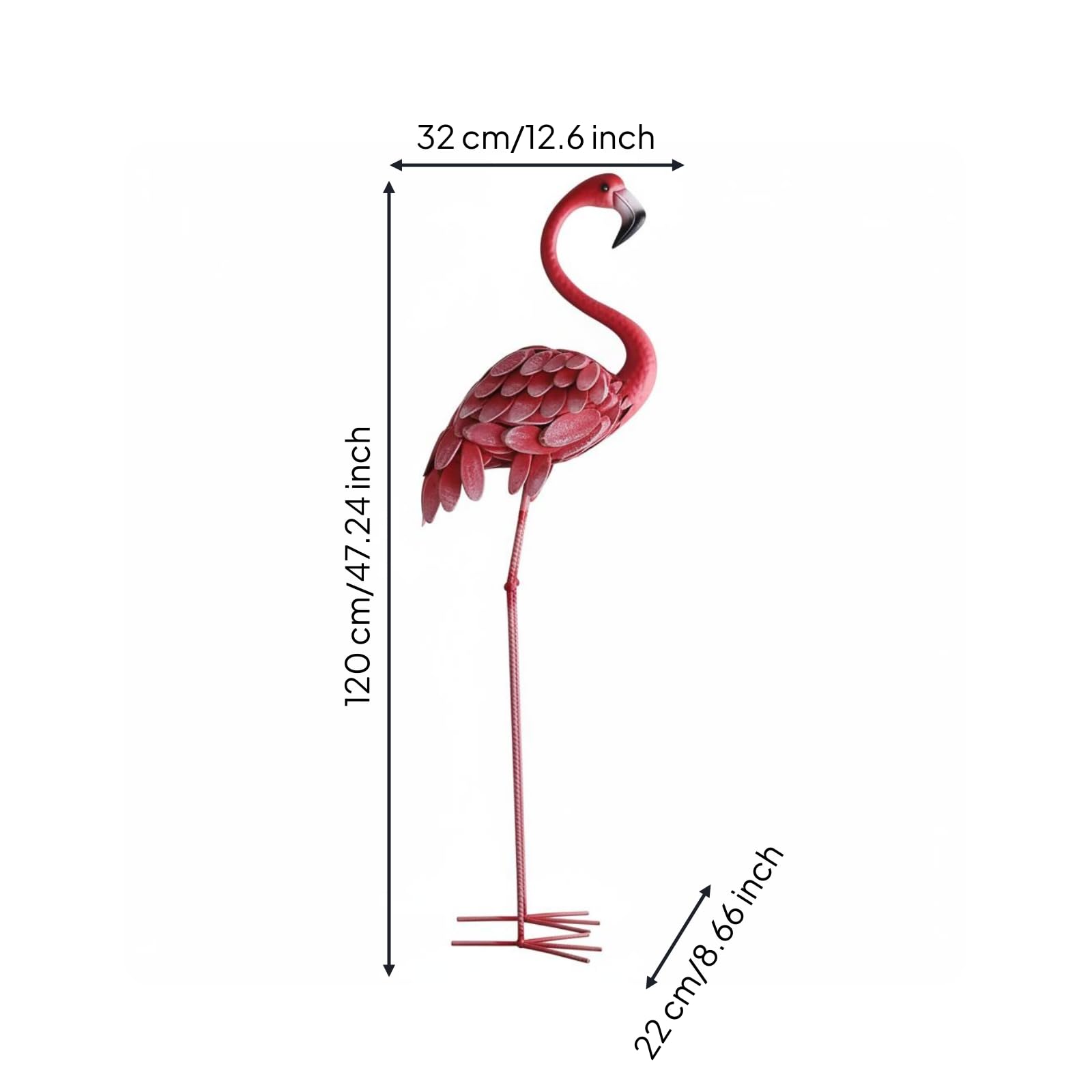 Statua da Giardino Flamingo Decorazione da Esterno Scultura Animale Ornamento per Esterni Figura Finitura a Piumaggio Stratificato E Silhouette, Rosa, Grande Altezza 120cm