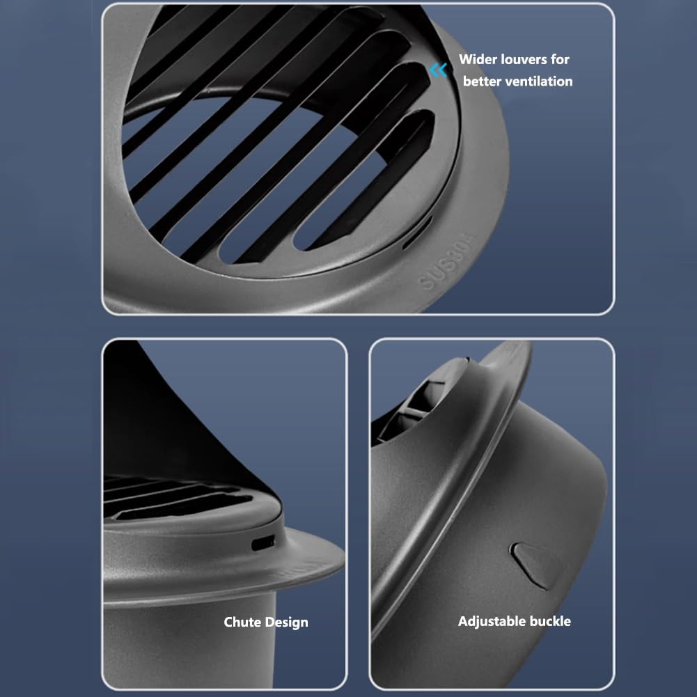 Rejilla de Ventilación de Pared de Acero Inoxidable 304, Redonda, 100/110/120/150/160 mm, Cubierta de Ventilación de Exterior, Rejilla Ancha, para Cocina, Campana Extractora(White,150mm/6in)