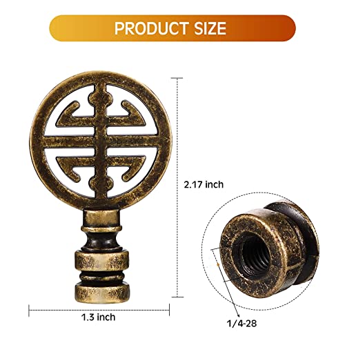 2 Pieces Brass Lamp Finial Oriental Lamp Shade Finial Asian Lamp Finial Happiness Symbol Lamp Shade Decorative Lamp Finial Asian Lamp Decoration (Antique Brass) #TOP1