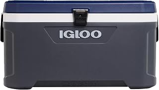 Igloo MaxCold Latitude 70 Qt Cooler: 5-Day Ice Retention, Boat-Secure Tie-Downs, Easy-Drain Plug - Ash Gray/Sea/Black