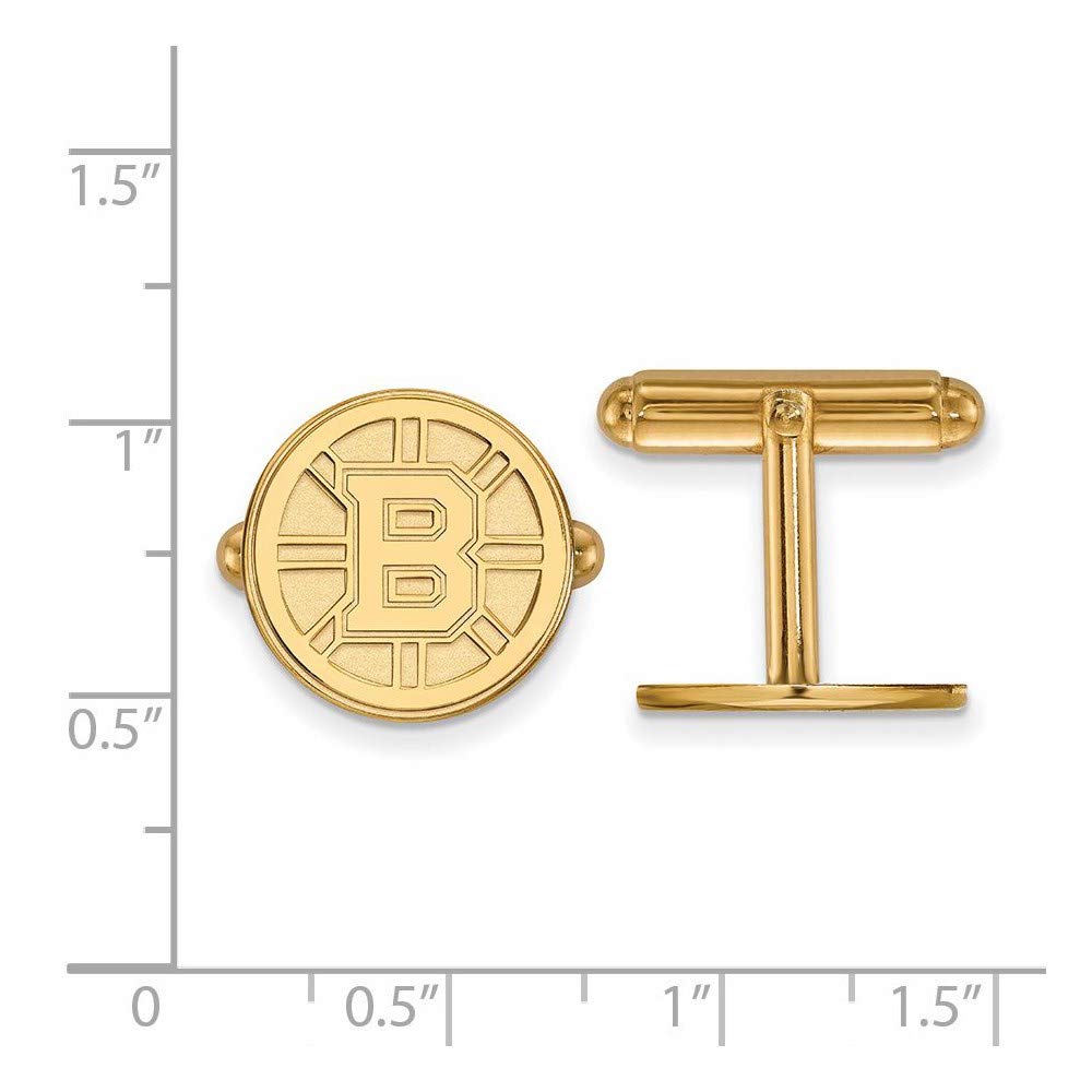 LogoArt Sterling Silver 14k Yellow Gold Plated NHL Boston Bruins Cuff Links