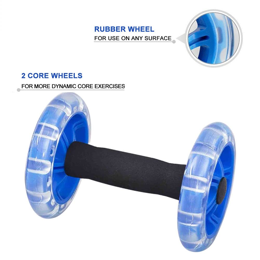Rueda De Abdominales Ejercicio de Gimnasio de 2 Piezas for el hogar Fitness Abdominal Muscle Roller Wheel Trainer Equiper Rueda De Abdominales Fitness(Blue)