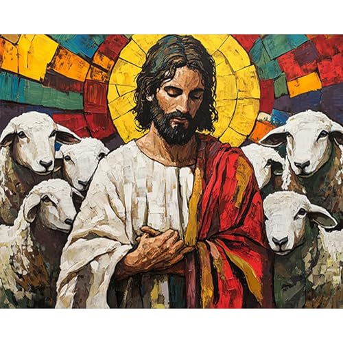 RICUVED Jesús Kit de Pintura por Números para Adultos - Jesús Pintura por Números con Lienzo 30x40cm, 3 Pinceles, Pinturas Acrílicas y Gancho Metálico - Ideal para Principiante