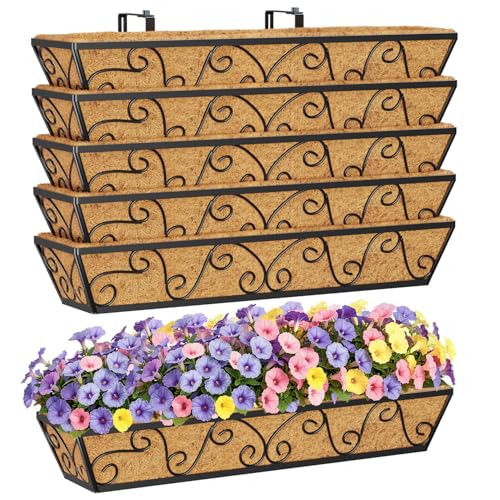 HFHOME 30 Inch Window Deck Boxes with Coco Liners for