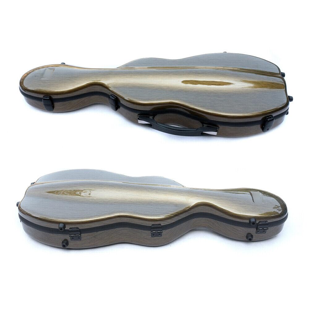Estuche para violín 4/4 de tamaño completo compuesto de fibra de carbono Estuche duro Mango fuerte Correas traseras Acolchado suave (marrón), CASE-25
