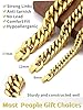 ChainsHouse Stainless Steel Cuban Link Bracelet, 8mm/12mm/17mm Width, 7.5"/8.3"/9", 18K Gold Plated Chain Wrist Bracelets for Men Women, Send Gift Box, Metal #3