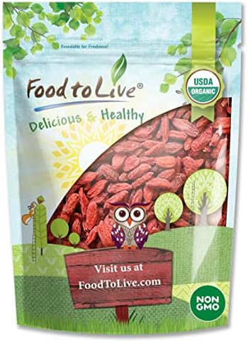 Organic Goji Berries, 3 Pounds - Sun Dried, Large and Juicy, Non-GMO, Raw, Vegan, Sirtfood, Bulk