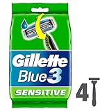 Gillette Blue3 Sensitive Rasoirs Jetables pour Homme - Lot de 4