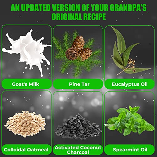 All Natural Pine Tar Soap Bar 4Oz – Cleansing Anti Acne Eczema Psoriasis Itch Relief Pine Tar Face & Body Wash Cleanser – Pure Goat’s Milk Soap With Oatmeal, Charcoal, Essential Oils Made In Usa #TOP4