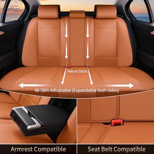 Image of FLORICH Seat Covers, Car Seat Covers Full Set, Luxury Nappa Leather Seat Covers, Breathable and Waterproof Car Seat Protector 5 Seat, Automotive Seat Covers Universal Fit for Most Cars-Brown
