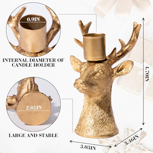 Candlestick Holders Vintage Reindeer Candle Holders, Brass Gold Deers Candle Stick Holders Set of 4 for Table Centerpiece, Mantel & Dining Table Wedding Decor, Festive Christmas Home Decoration by DN DECONATION - Image 3
