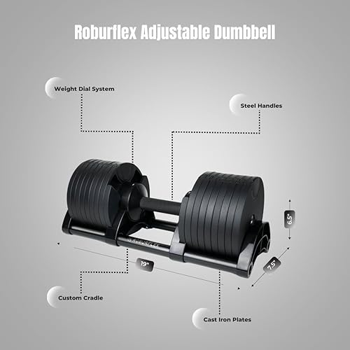 Miniatura 5 de Adjustable Dumbbell (Single) 5-40/80lb, 5lb Increments, for Home Gym Fitness - Upto 20 weight settings NEGRO: 80 libras,NEGRO: extensible de 40