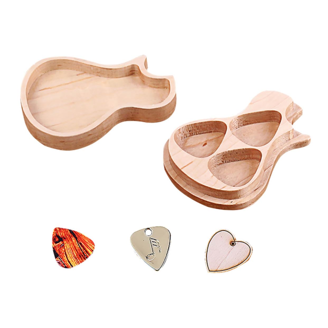 ifundom 3sätze Handgemachte Holz-Gitarren-Plektrum-Box Mit Plektren Für Musiker Praktische Aufbewahrung Für Gitarristen Geeignet Für Akustik Und Westerngitarren Stilvolles Design