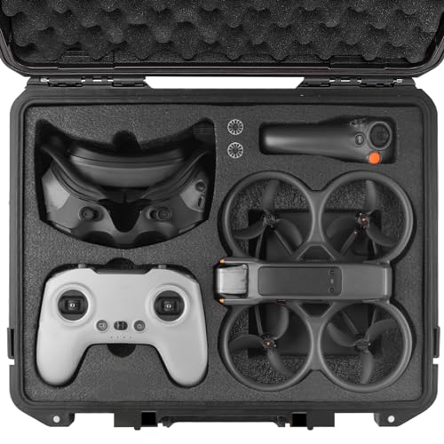 REYGEAK Avata 2 - Étui de transport rigide étanche pour DJI Avata 2 Fly More Combo, lunettes DJI 3/RC Motion 3/FPV, hub de charge, accessoires FPV, noir